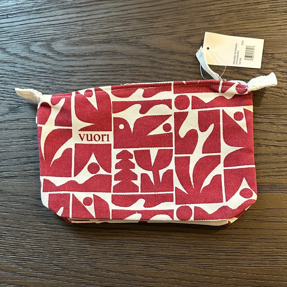 Vuori Red and White Patterned Cosmetic Bag